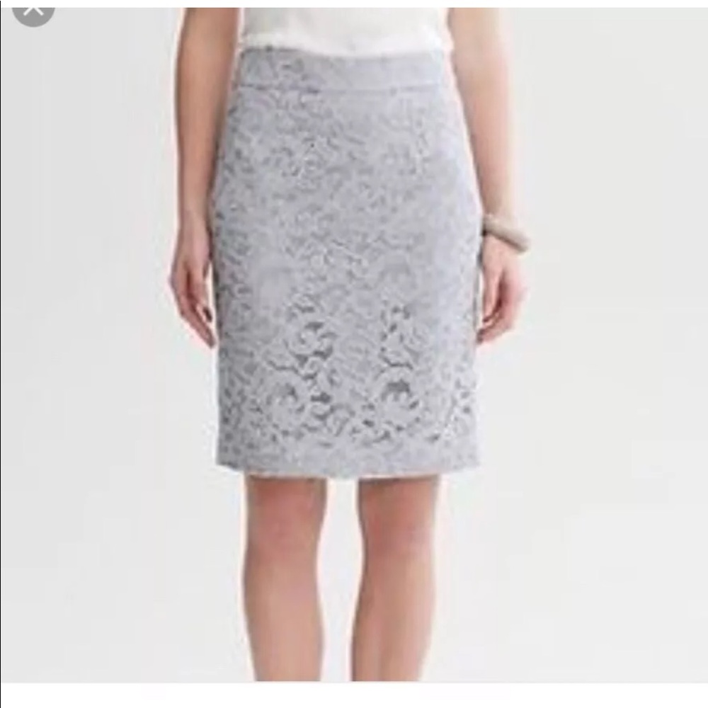 BANANA REPUBLIC SZ 6 grey lace pencil skirt